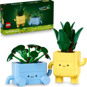 lego botanicals happy plants building toy for kids, girls, and boys 9+ playroom decor for desk or shelf birthday gift idea for young gardeners