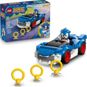 lego sonic the hedgehog sonic: speedster lightning race car toy for boys & girls toy building set w/minifigure for kids & gamers, ages 7+ gift idea for birthdays 77117