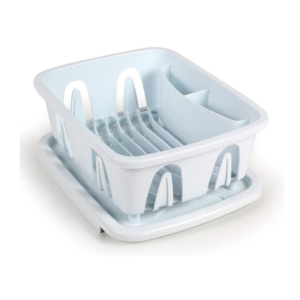 camco rv mini dish drainer & tray features a sloped drain tray design, heavy duty construction ideal for small spaces
