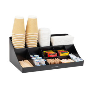 mind reader cup and condiment station, countertop organizer, coffee bar, kitchen, stirrers