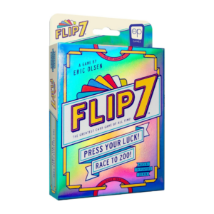 usaopoly flip 7, the ultimate blend of press your luck & strategy, fast paced addictive card game,quick to learn & easy to teach,perfect for game nights, 3+ players, ages 8 & up, 20 minutes play time